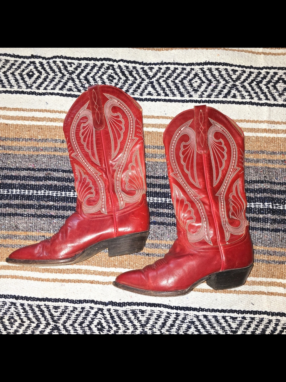Red Vintage Larry Mahan Texas Leather Boots